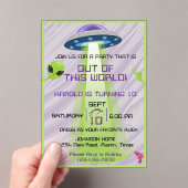 Alien Out of the World Any Age Birthday アクリル招待状 (インサイチュ (ポータブル))