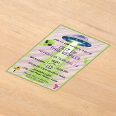 Alien Out of the World Any Age Birthday アクリル招待状 (レイダウン)