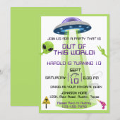 Alien Out of the World Any Age Birthday 招待状 (正面/裏面)