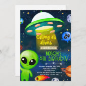 Alien party theme invitation 招待状 (正面/裏面)