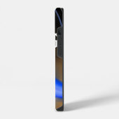 ALIEN PEARL / 青と黒と白の抽象モノグラム iPhoneケース (左側面)