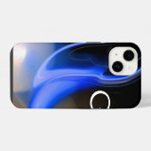 ALIEN PEARL / 青と黒と白の抽象モノグラム iPhoneケース (裏面横)
