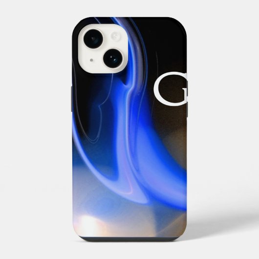ALIEN PEARL / 青と黒と白の抽象モノグラム iPhoneケース (裏面)