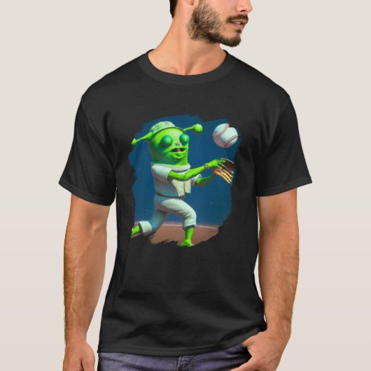 Alien Playing Baseball  Aliens Baseball Tシャツ (正面)