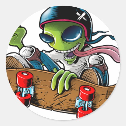 alien radio "sticker logo" ラウンドシール (正面)