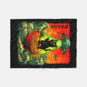 Alien Ramen Cat Ufo Japanese Retro Art Gifts Men W フリースブランケット (正面(横))