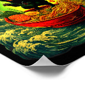 Alien Ramen Cat Ufo Japanese Retro Art Gifts Men W ポスター (角)