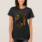 Alien Rasta Rastafarian Rastafari UFO Extraterrest Tシャツ (正面)