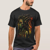 Alien Rasta Rastafarian Rastafari UFO Extraterrest Tシャツ (正面)