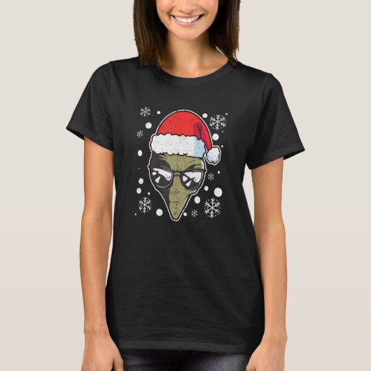 Alien Santa Claus Christmas Pajamas  Xmas PJs UFO Tシャツ (正面)