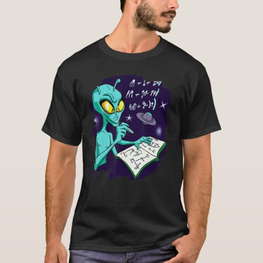 Alien Studying Solving Math Science Physics Equati Tシャツ (正面)