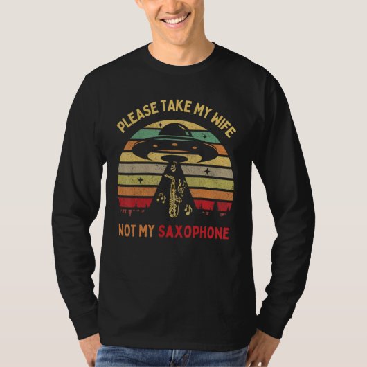 Alien UFO Abduction Jazz Saxophone Player Instrume Tシャツ (正面)