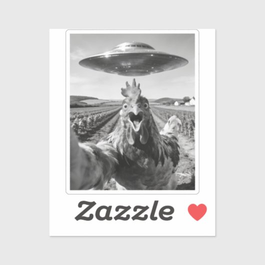 Alien UFO Chicken Art Abduction SciFi Humor シール (シート)