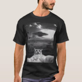 Alien Ufo Funny Cat Tシャツ (正面)