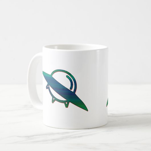 Alien UFO Ship Minimalist Mug | Sci-Fi Art コーヒーマグカップ (正面左)