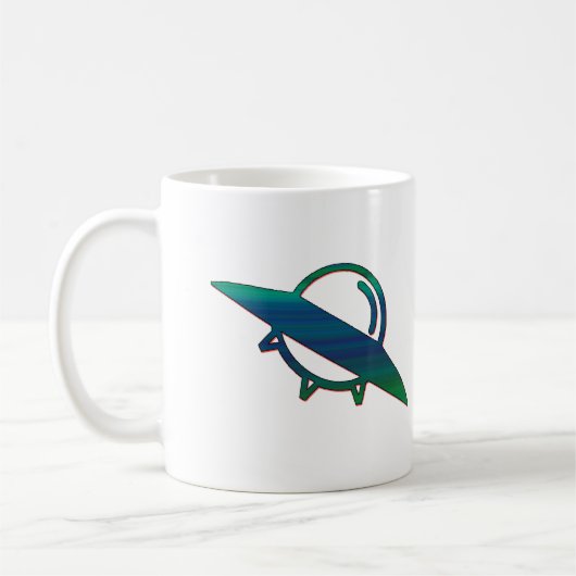 Alien UFO Ship Minimalist Mug | Sci-Fi Art コーヒーマグカップ (左)