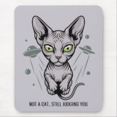 Alien UFO Sphynx Cat Illustration マウスパッド (正面)