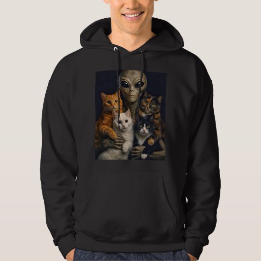 Alien with Cats Renaissance Art Oil Painting パーカ (正面)