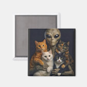 Alien with Cats Renaissance Art Oil Painting マグネット (正面/裏面)