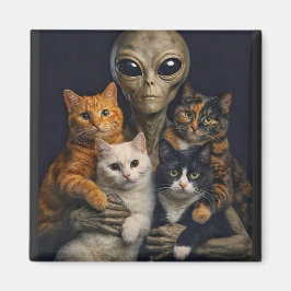 Alien with Cats Renaissance Art Oil Painting マグネット
