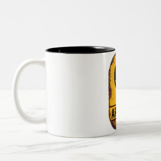 Alien Zone Alert Mug – Beware the Unknown ツートーンマグカップ (左)