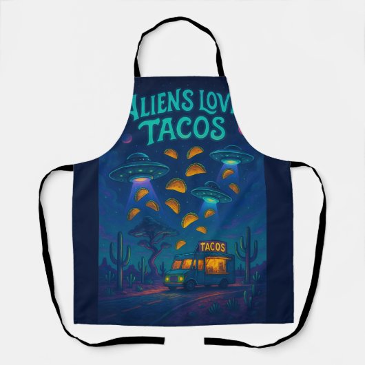 Aliens Love Tacos エプロン (正面)