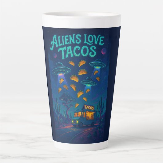 Aliens Love Tacos カフェラテマグ (正面)