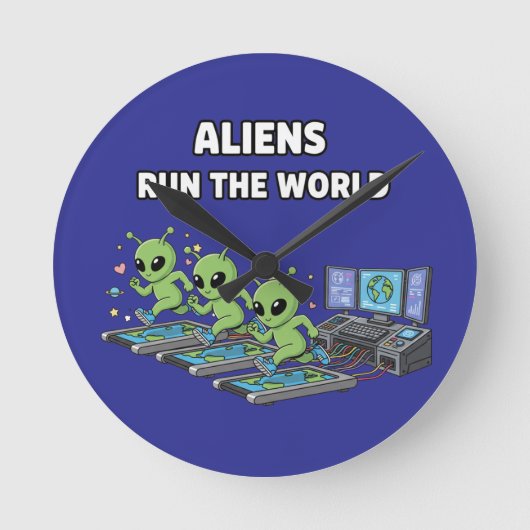 Aliens Run the World ラウンド壁時計 (正面)