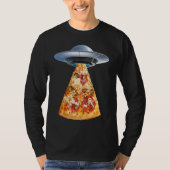 Aliens take pizza away in a flying saucer or UFO Tシャツ (正面)