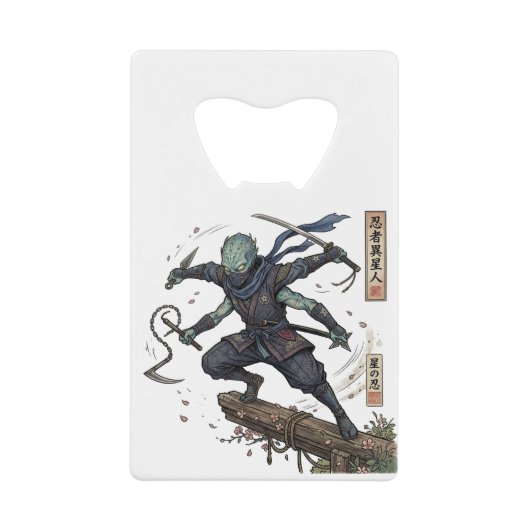 Aliens who have become ninjas have arrived クレジットカード栓抜き (正面)