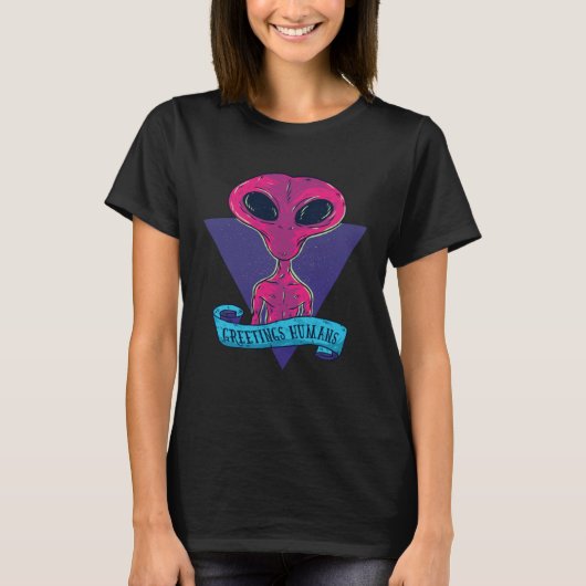 Aliensaで存在するエイリアンIエイリアン挨拶 Tシャツ (正面)