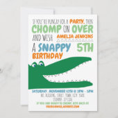 Aligator Chomp、Chevron Birthday Partyへの招待 招待状 (正面)