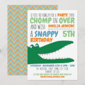 Aligator Chomp、Chevron Birthday Partyへの招待 招待状 (正面/裏面)