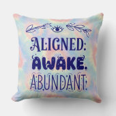 Aligned Awake Abundant Cosmic Throw Pillow クッション (正面)