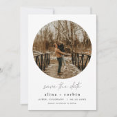 ALINAミニマモダンリストのラウンドフォト日付を保存 招待状 (正面)