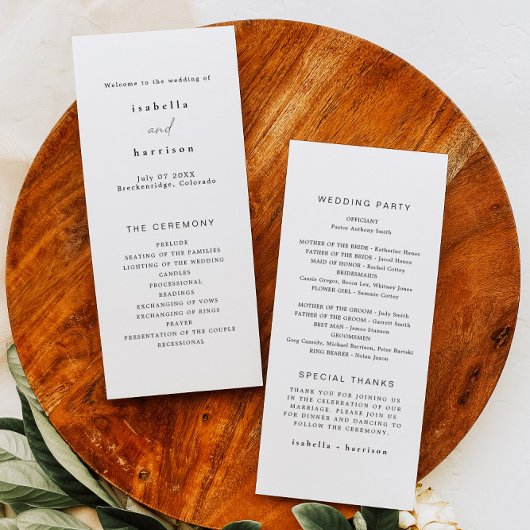 ALINAミニマリストエレガントロン結婚式 プログラム