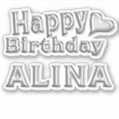 Alina Happy Birthday silver Aufkleber Sticker シール (正面)
