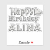 Alina Happy Birthday silver Aufkleber Sticker シール (シート)