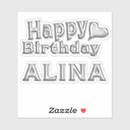 Alina Happy Birthday silver Aufkleber Sticker シール (シート)
