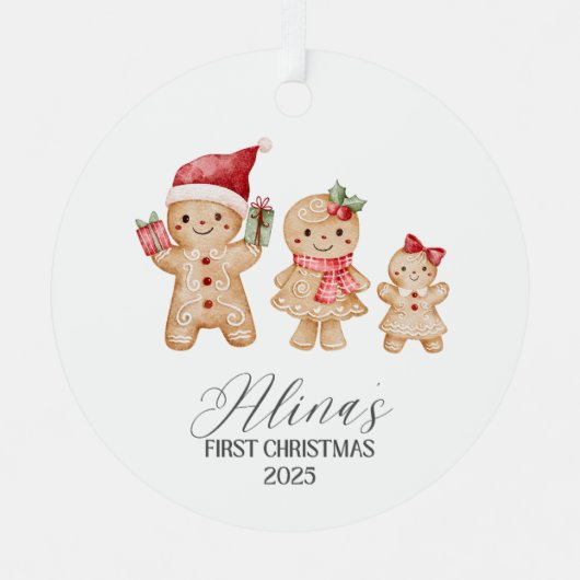 Alina Personalized Baby's First Christmas メタルオーナメント (正面)