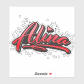 Alina red Heart Graffiti Aufkleber Sticker シール (シート)
