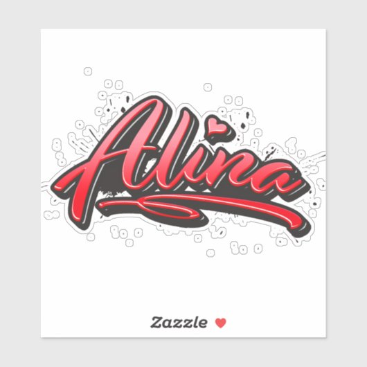 Alina red Heart Graffiti Aufkleber Sticker シール (シート)