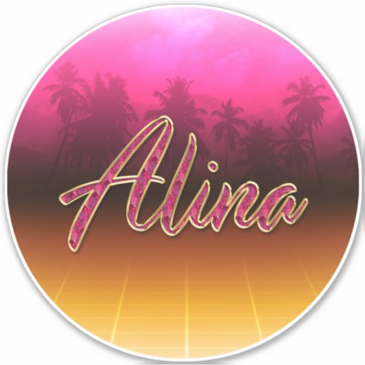 Alina Vorname Name golden pink Aufkleber Sticker シール (正面)