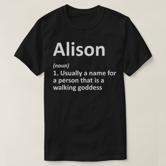 ALISON定義名パーソナライズされた誕生日 Tシャツ (デザイン正面)