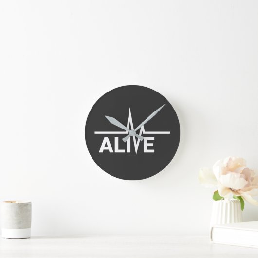 Alive Heartbeat Text Design ラウンド壁時計 (ホーム)