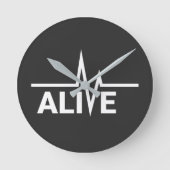 Alive Heartbeat Text Design ラウンド壁時計 (正面)