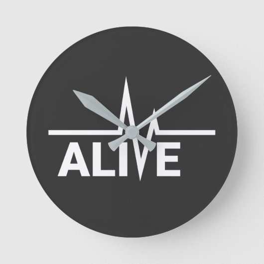 Alive Heartbeat Text Design ラウンド壁時計 (正面)