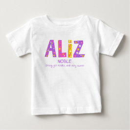Alizの女の子の名前はピンクの紫色の花星を意味する ベビーTシャツ