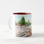 Alkiのビーチの浴場のマグ ツートーンマグカップ (正面左)