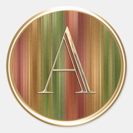 ALLイニシャル金ゴールドモノグラムオンアーストーンストライプ ラウンドシール (正面)